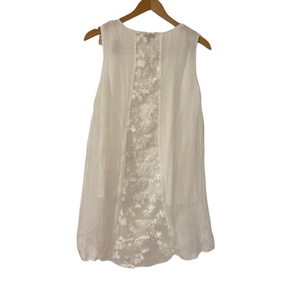 PAPA 🇨🇦 Sleeveless Top Sz M Beautiful Detail White Wedding Bridal - Picture 4 of 8